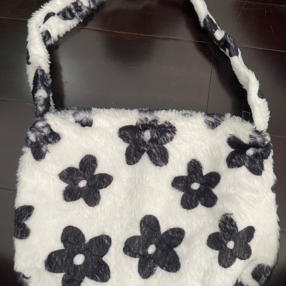 Cute fuzzy floral purse